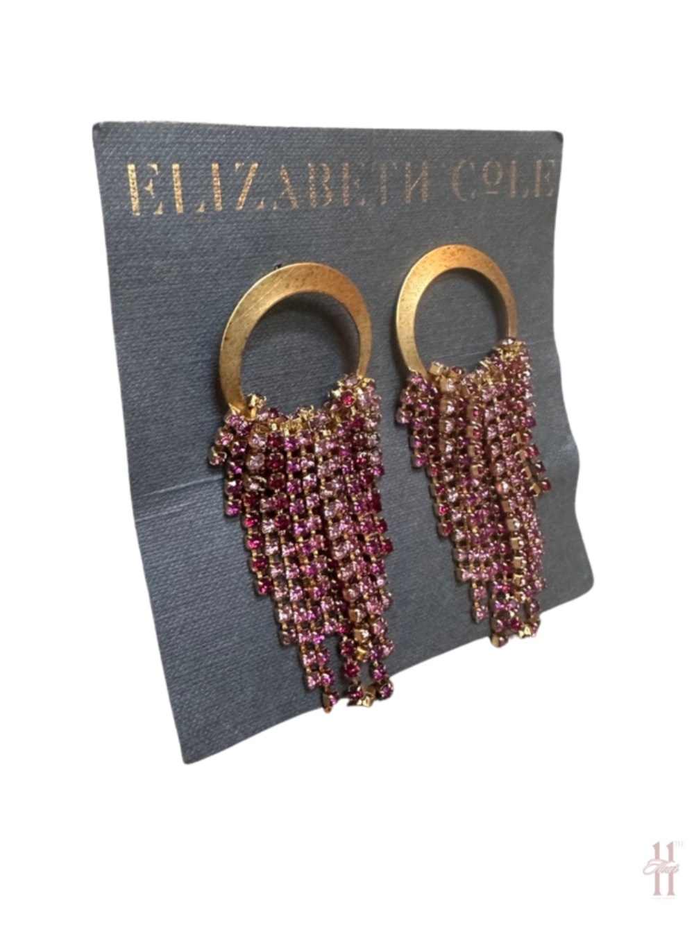 NEW Elizabeth Cole Fuchsia Crystal Fringe Statement Earrings